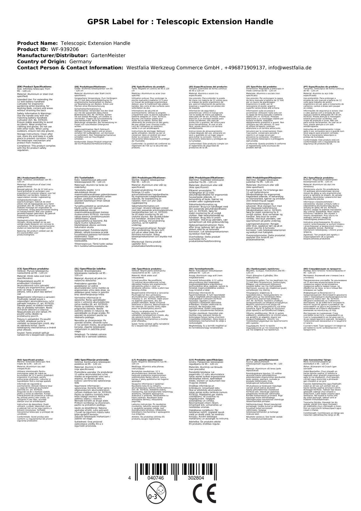 Teleskop Verlängerungsstiel