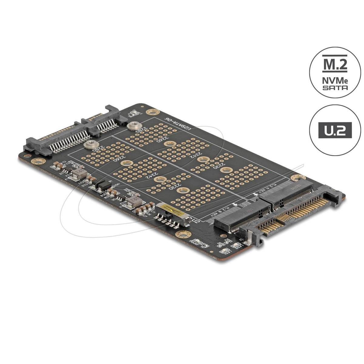 Delock Konverter M.2 Key M NVMe SSD zu U.2 und M.2 Key B SATA SSD zu SATA