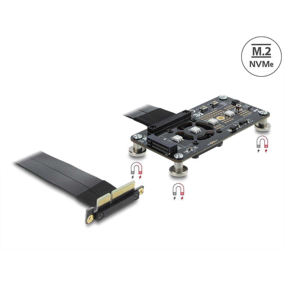 64357 - Delock PCI Express 3.0 x4 zu M.2 Key M Adapter mit Lüfter und Kabel 10 cm