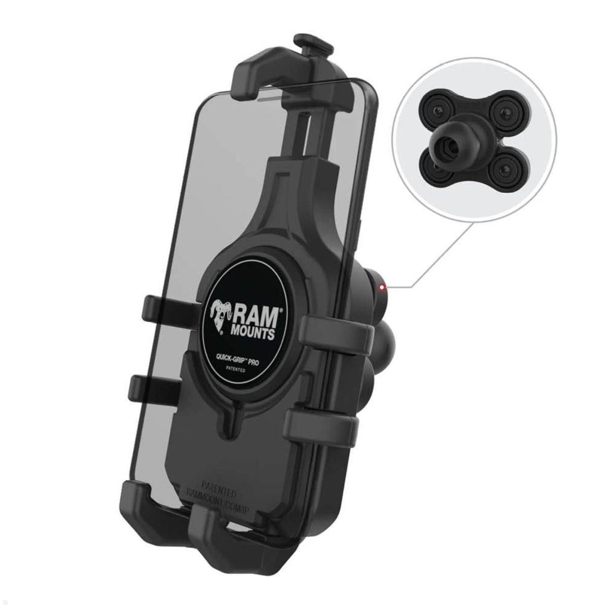RAM Mounts Quick-Grip™ Pro Universal Smartphone-Halteschale 6,1-7,2'', Vibration...