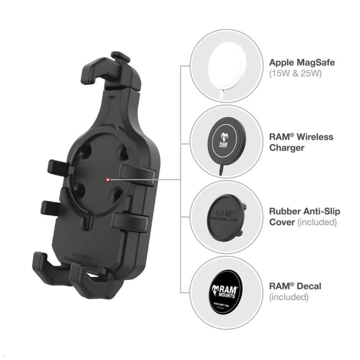 RAM Mounts Quick-Grip™ Pro Universal Smartphone-Halteschale 6,1-7,2'', Vibration...