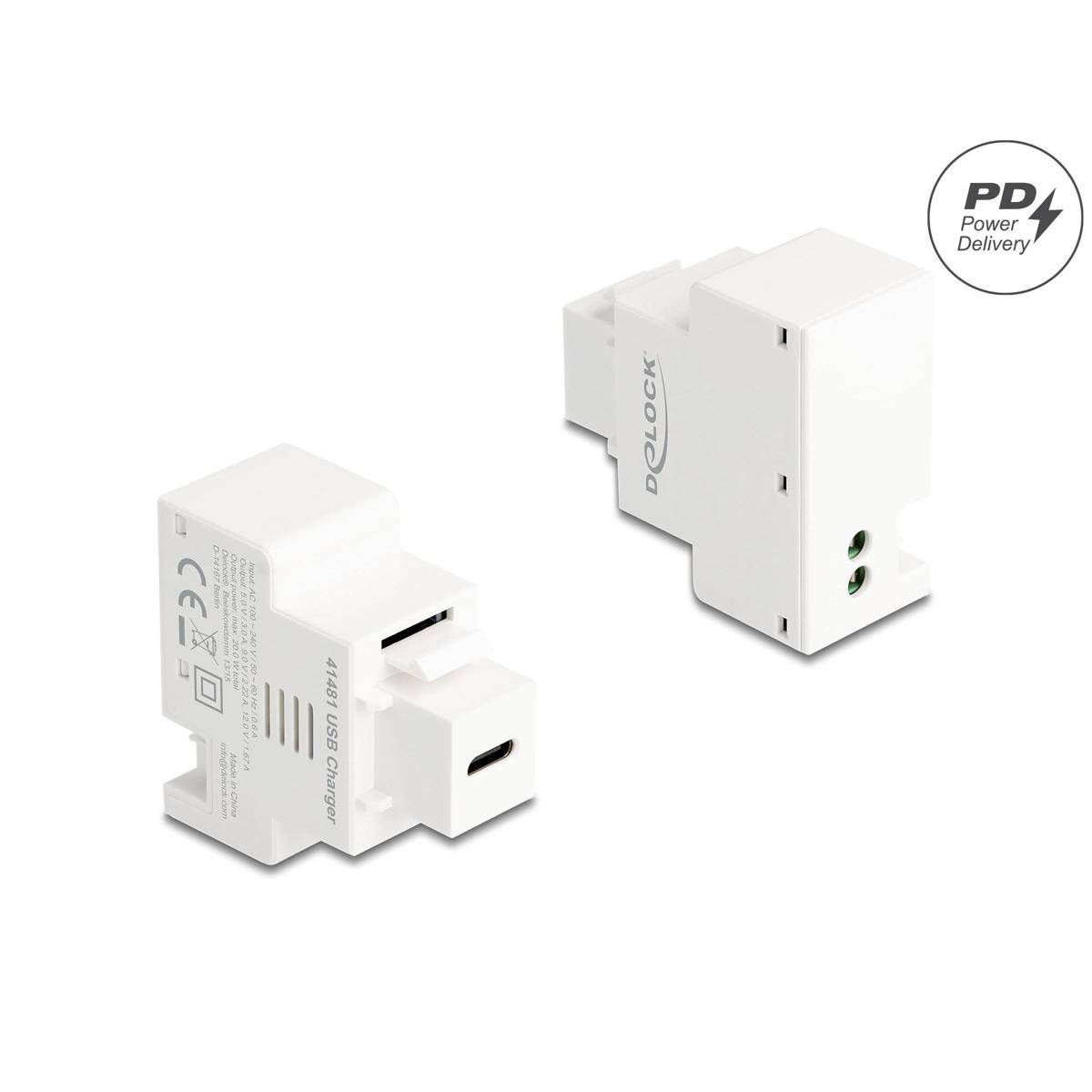 Delock Keystone Modul mit USB Type-C Ladebuchse PD 20 W weiß