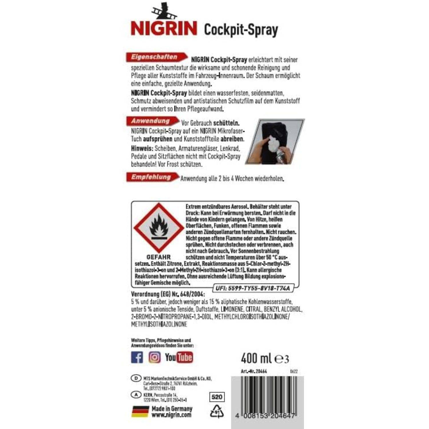 Cockpit-Spray Reinigungsschaum Zitrone 400ml