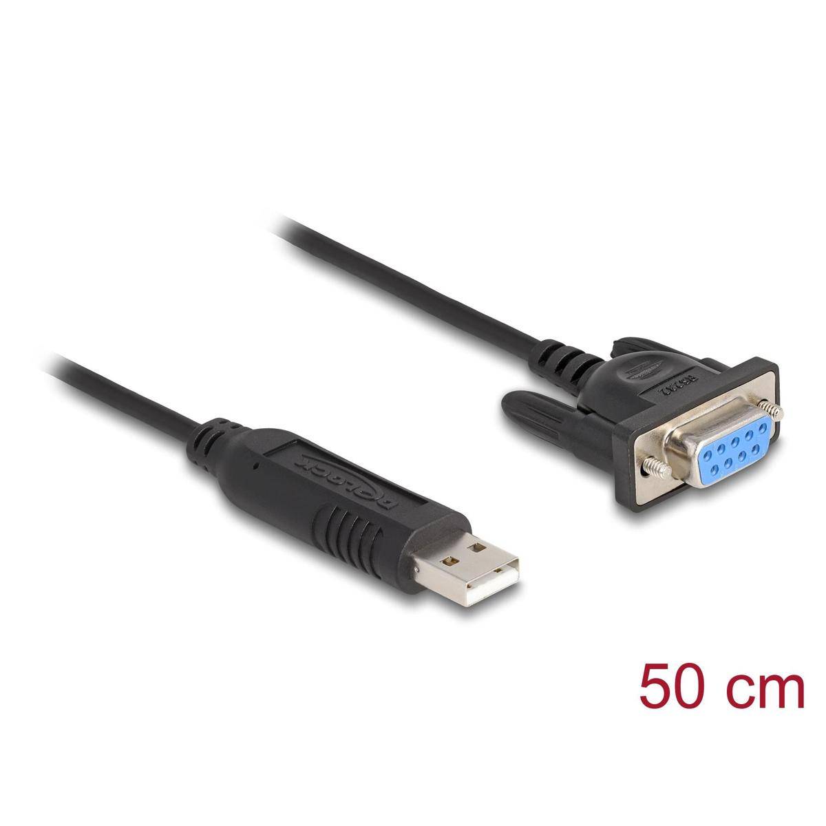 Delock USB 2.0 zu Seriell RS-232 Adapter Sub-D 9 Buchse mit Schrauben kompaktem