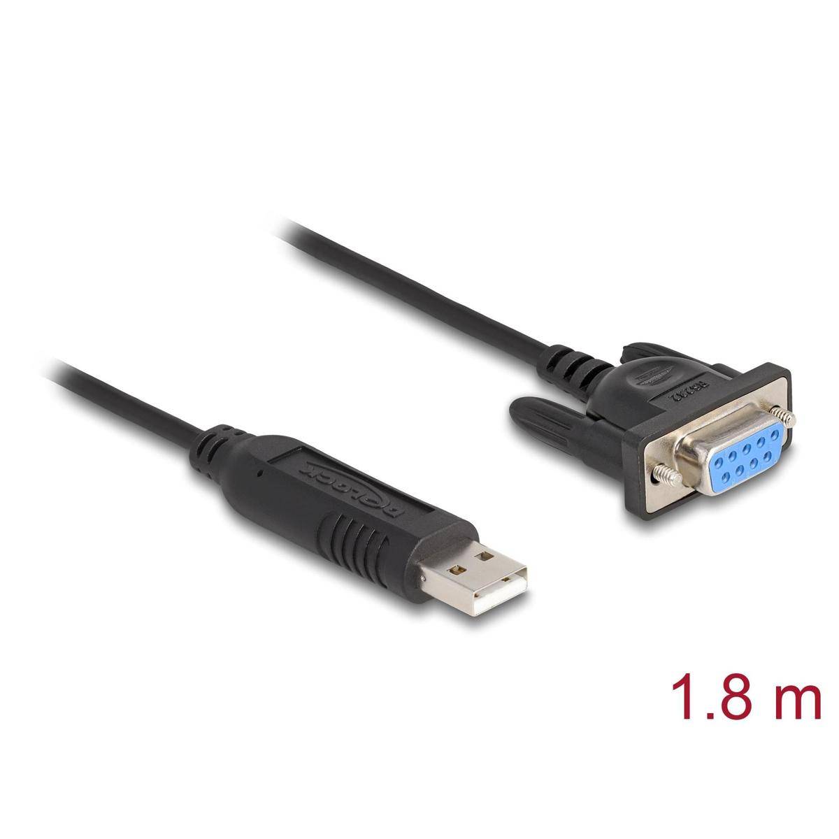 Delock USB 2.0 zu Seriell RS-232 Adapter Sub-D 9 Buchse mit Schrauben kompaktem