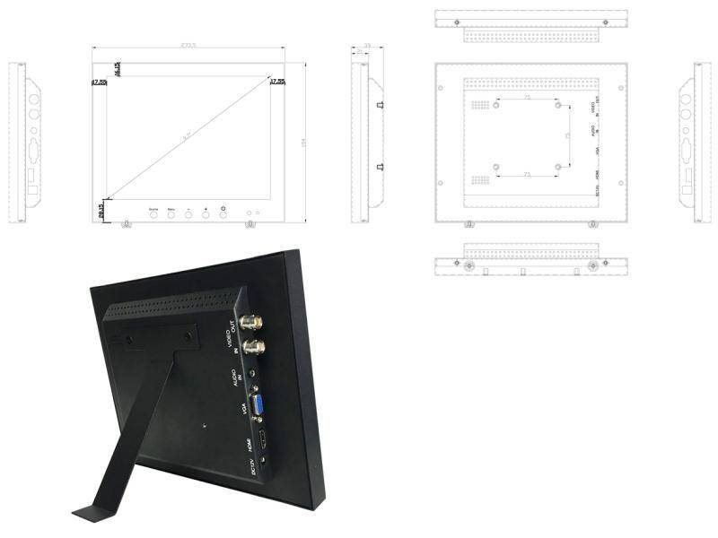 DSM17LED-WGF,  17" LED-Display (4:3)  Auflösung 1280x1024px  Metallgehäuse  VGA/HDMI/2xBNC IN, BNC OUT  Audio IN /