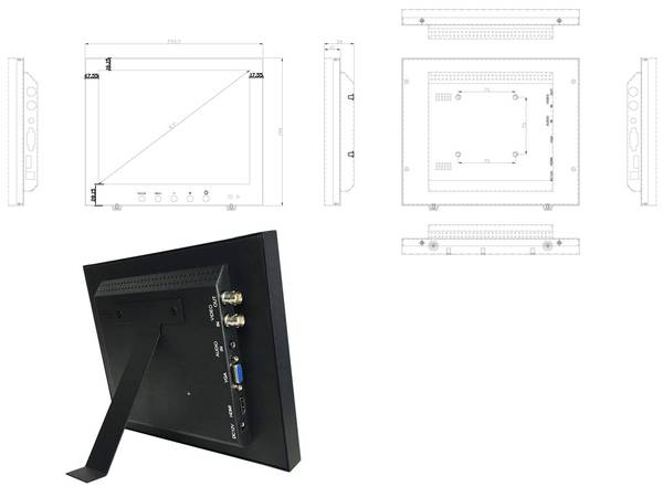 DSM17LED-WGF,  17" LED-Display (4:3)  Auflösung 1280x1024px  Metallgehäuse  VGA/HDMI/2xBNC IN, BNC OUT  Audio IN /