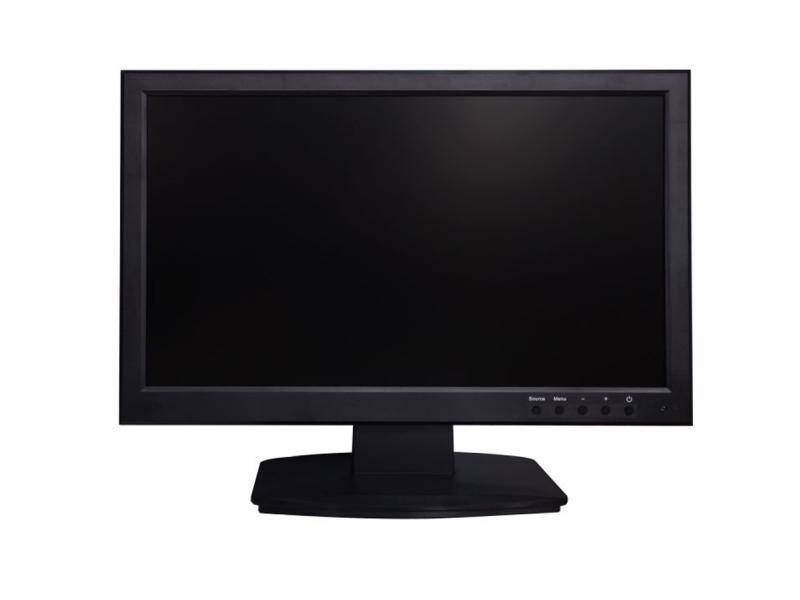 Schwarzer flacher Computer-Monitor auf einem Ständer, Vorderansicht, Bildschirm aus.