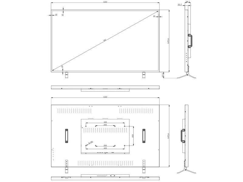DSM50-4KLED,  50" LED-Display (16:9)  Auflösung UHD/4K  Metallgehäuse  3x HDMI/1x DP  Audio OUT  VESA (200x400)