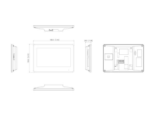 L-IS-5702-W,  7" LCD-Bildschirm (1024 x 600 px)  Unterstützt WLAN und IP Übertragung  Mikrofon und Lautsprecher