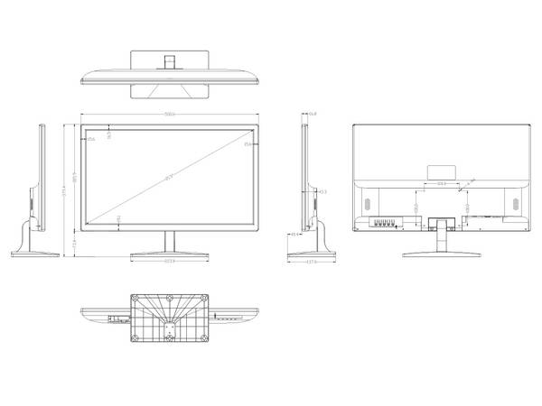DS215AHDA-3,  21,5" LED-Display (16:9)  HD Multiformat (CVBS/CVI/AHD/TVI)  Auflösung 1920 x 1080 px  Eingänge 2 x B