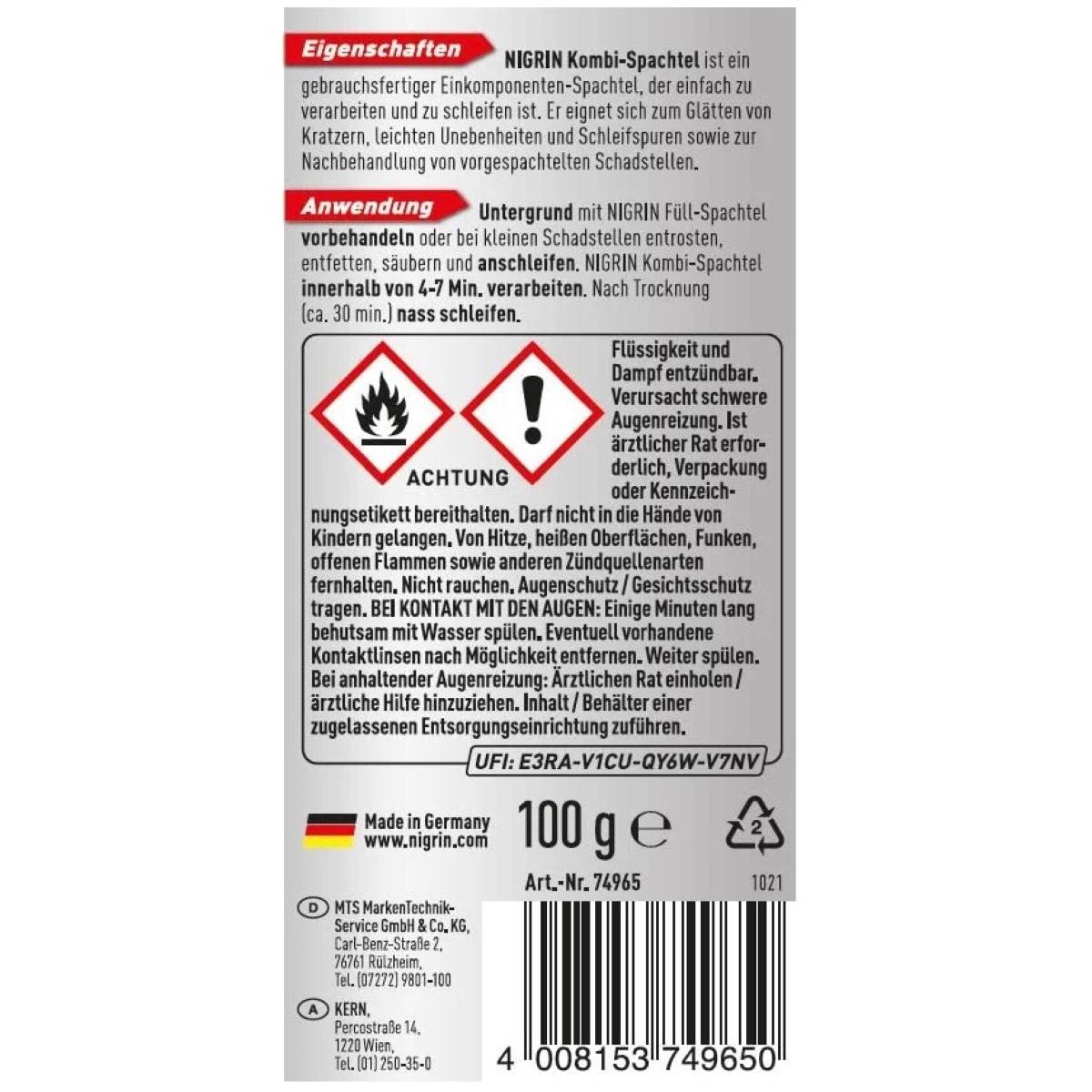 6x Kombi-Spachtel 100g