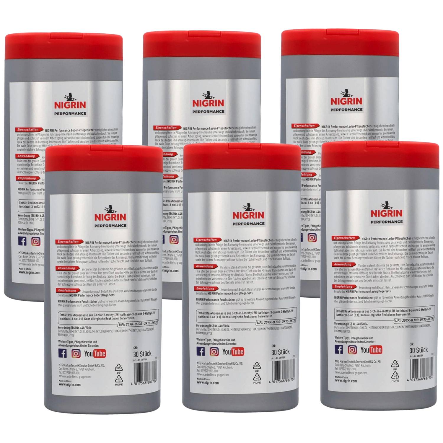 6x Performance Leder-Pflegetücher 30x