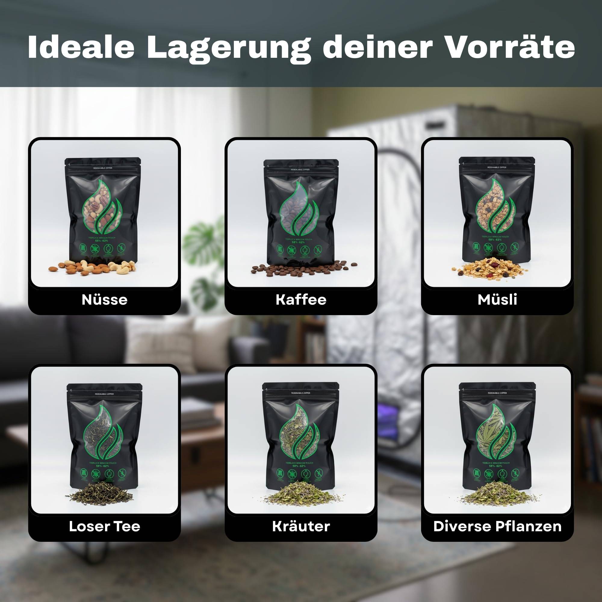 6 x 30G Terpenen Tüte Beutel zur Aufbewahrung von Kräutern Grow Ernte Zubehör I Geruchsdicht Wiederverwendbare Aroma- & Aufbewahrungsbeutel mit Feu