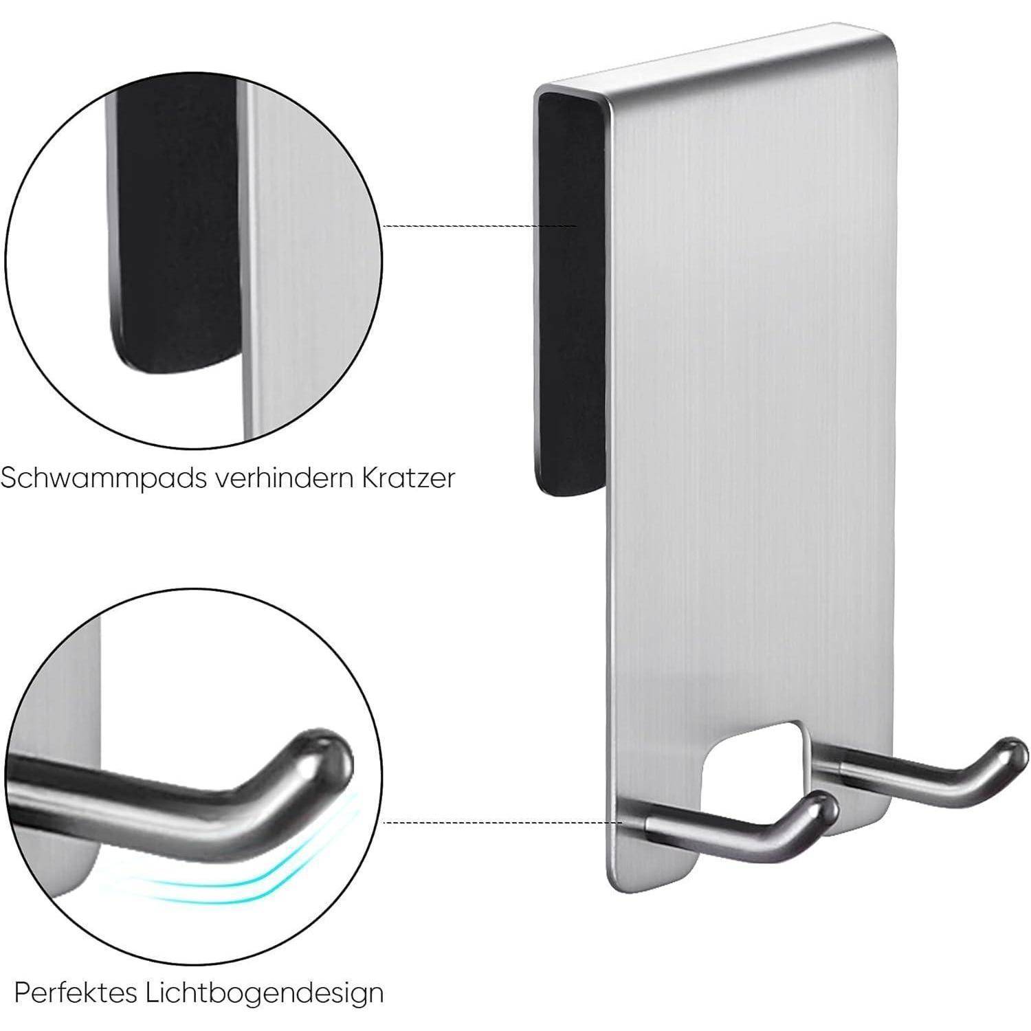 Edelstahlhaken mit Doppelhaken, ausgestattet mit Schwammpolstern zum Schutz vor Kratzern und einem perfekten Bogendesign.