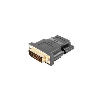 DVI-zu-VGA-Adapter mit einem DVI-Stecker auf der einen Seite und einem VGA-Buchsenausgang auf der anderen Seite, in einer neutralen Umgebung dargestellt.