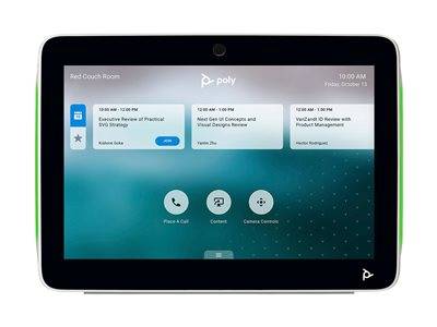 Der Screenshot zeigt eine Benutzeroberfläche mit Besprechungstermin-Informationen, darunter 'Executive Review', 'Next Gen IT Concepts' und 'ViniZend IO Review'.