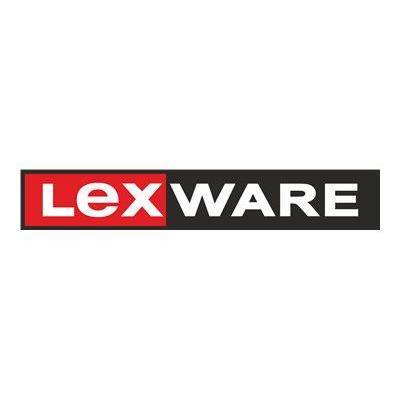 Logo von 'Lexware', wobei 'Lex' in weißer Schrift auf rotem Hintergrund und 'WARE' in weißer Schrift auf schwarzem Hintergrund steht.