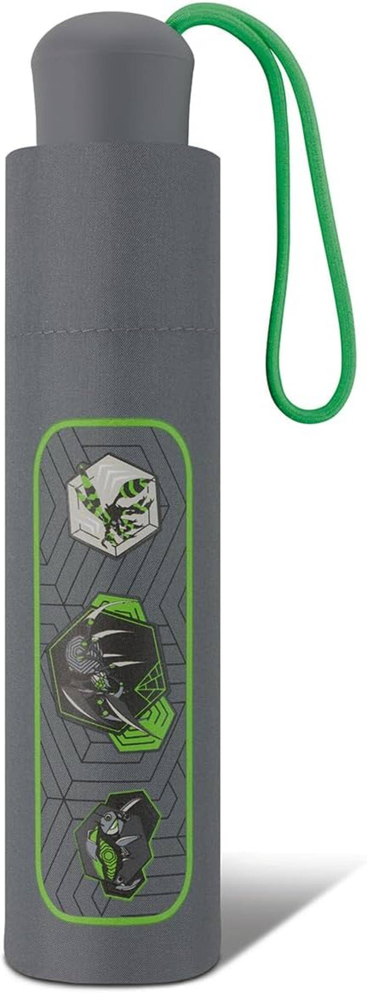 Grau und grüner Stoff mit geometrischen Sechseckmuster zeigt abstrakte Designs in Schwarz und hellem Grün.