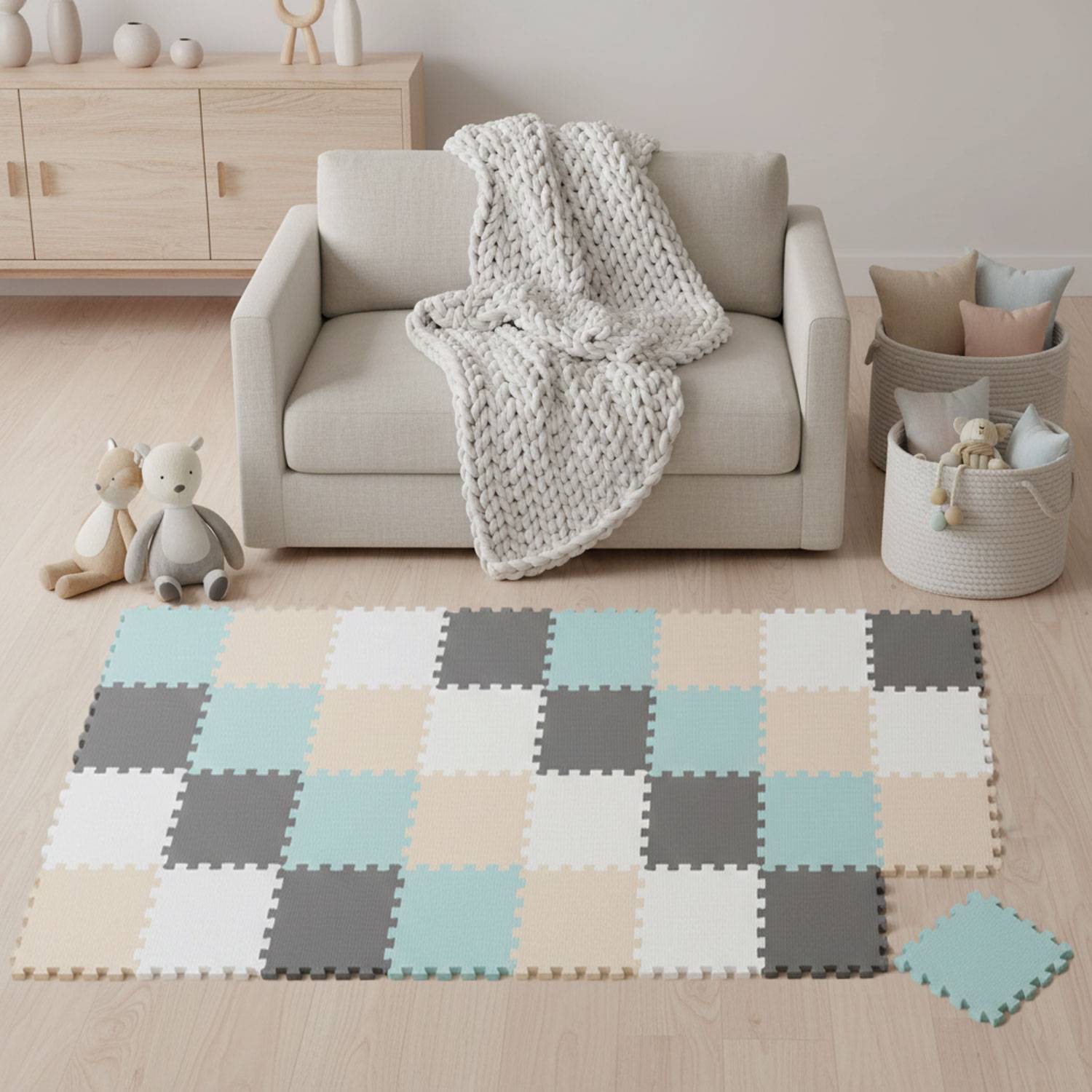 36 Teile Spielmatte Baby Puzzlematte 30x30 Krabbelmatte Bodenmatte Kinderzimmer