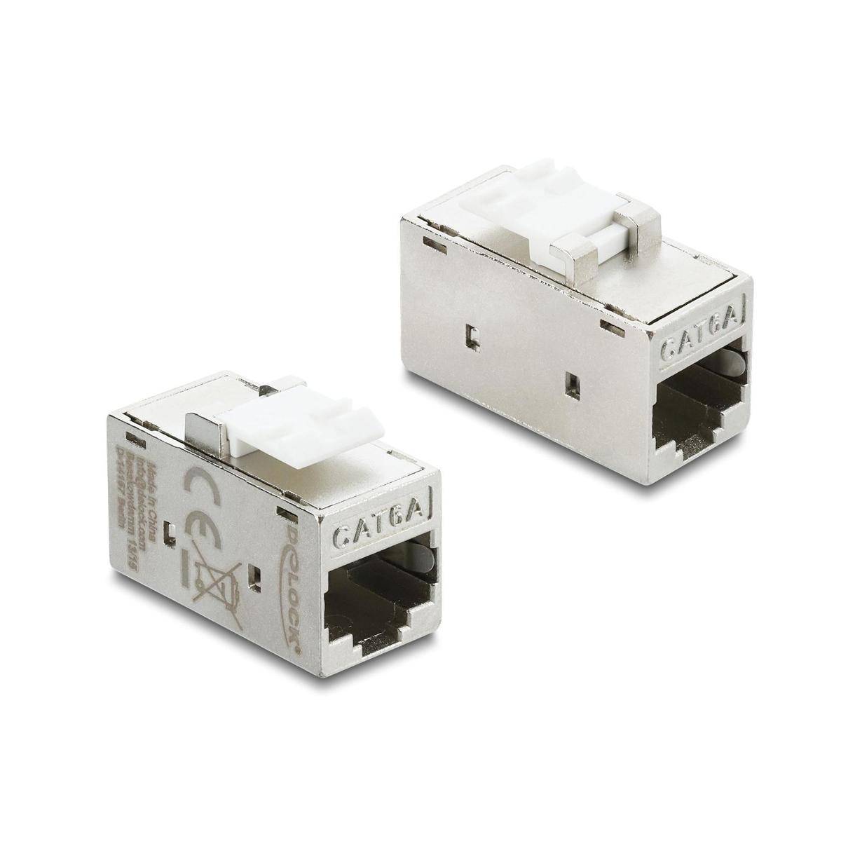 Delock Keystone Modul Kupplung RJ45 Buchse zu RJ45 Buchse Cat.6A Metall silber
