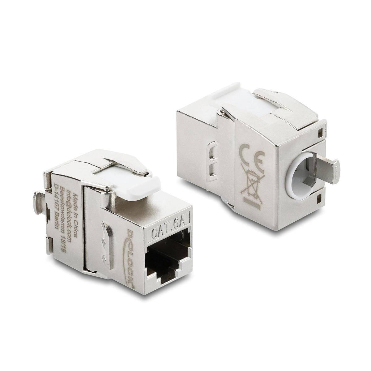 Delock Keystone Modul RJ45 Buchse zu LSA Cat.6A werkzeugfrei geschirmt Metall si