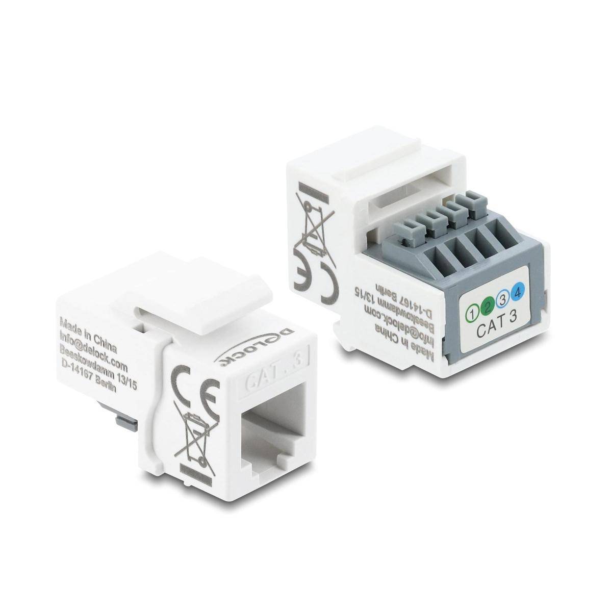 DELOCK Keystone Modul RJ11 BU < Terminalblock 4 Pin weiß