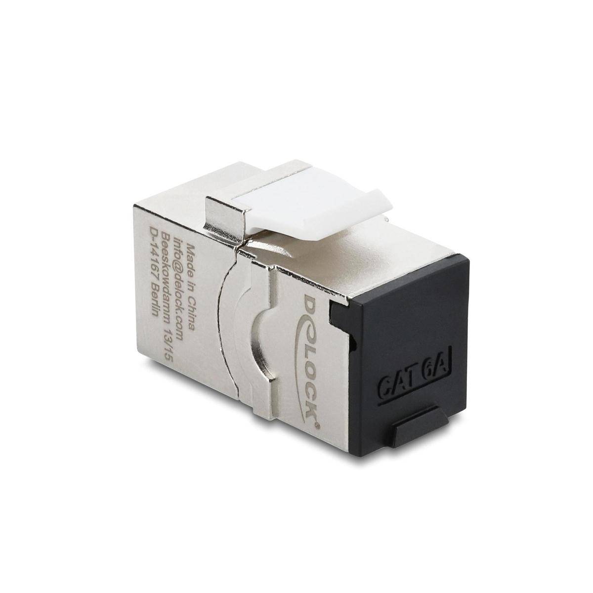 Delock Keystone Modul RJ45 Buchse zu RJ45 Buchse Cat.6A mit Staubschutzklappe