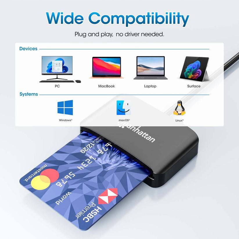 IC Intracom Manhattan - SmartCard-Leser - USB-C - Schwarz