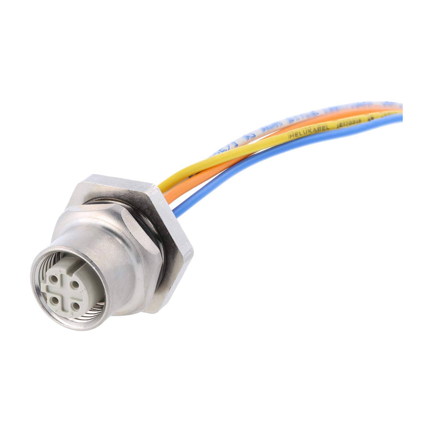 HARTING M12 Wanddurchführung D-Kodiert Buchse gerade, 4-polig 50V, 4A - 1 Stück