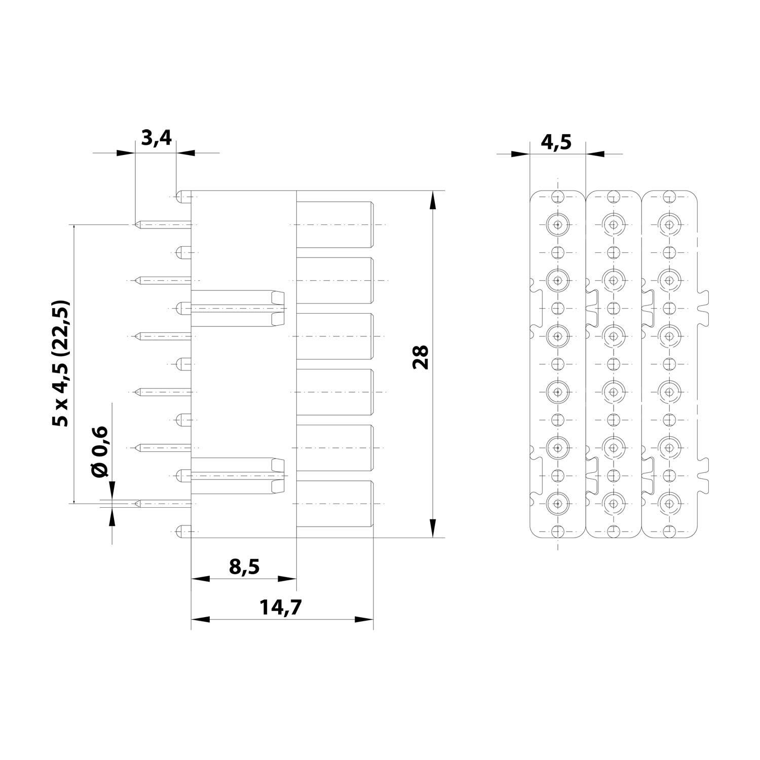 HARTING D-Einsatz Leiterplattenadapter passend für DD Kontakteinsatz 250V, 7,5A - 1 Stück