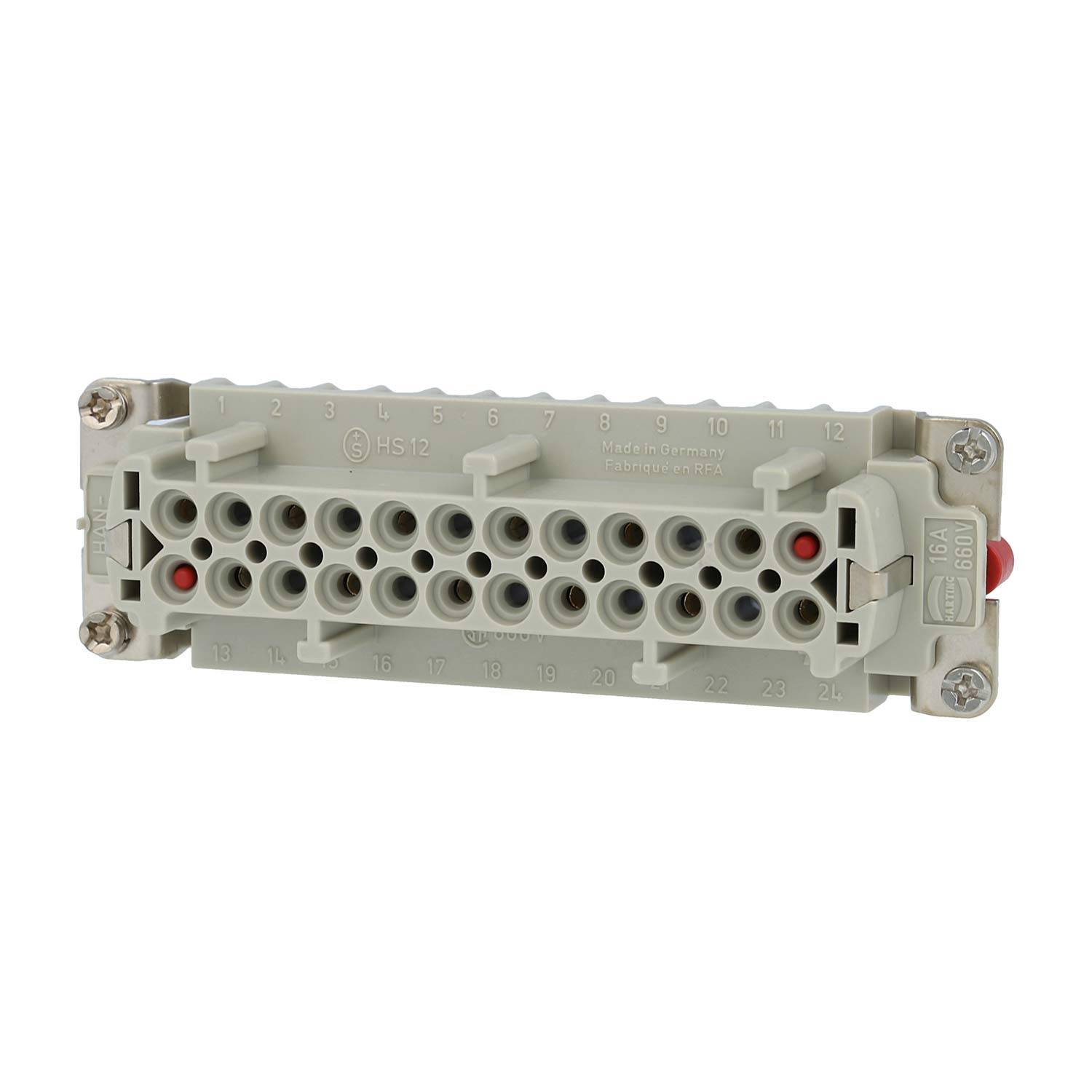HARTING Han 10HvE mit 2 Schaltkontakte Buchseneinsatz (F) Schraubanschluss, 12-polig 10/2+PE 830V - 500V Steuerkontakt,