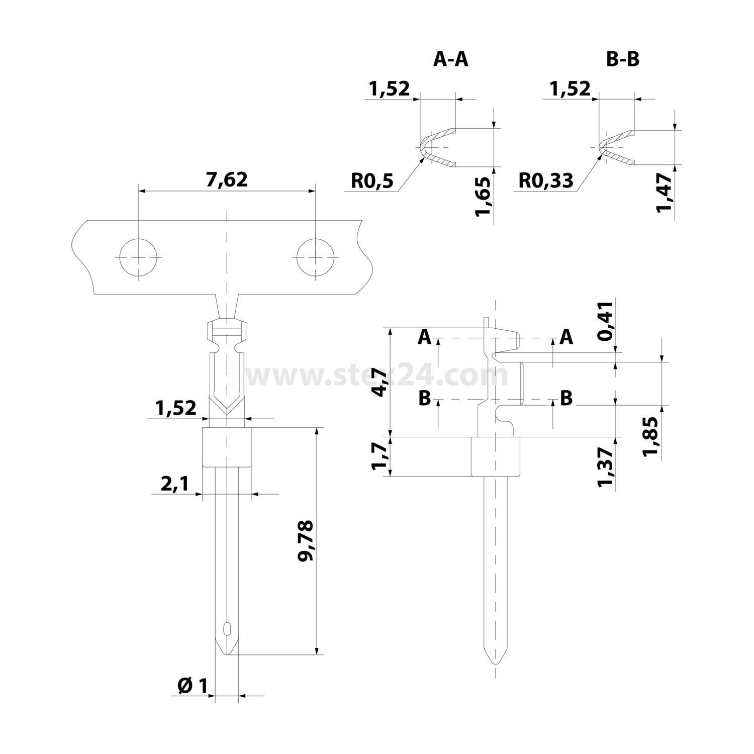HARTING Crimpkontakt, Stift, Kupferlegierung, Leiterquerschnitt: 0,09 bis 0,25 mm², AWG 28 bis AWG 24 - 1 Stück