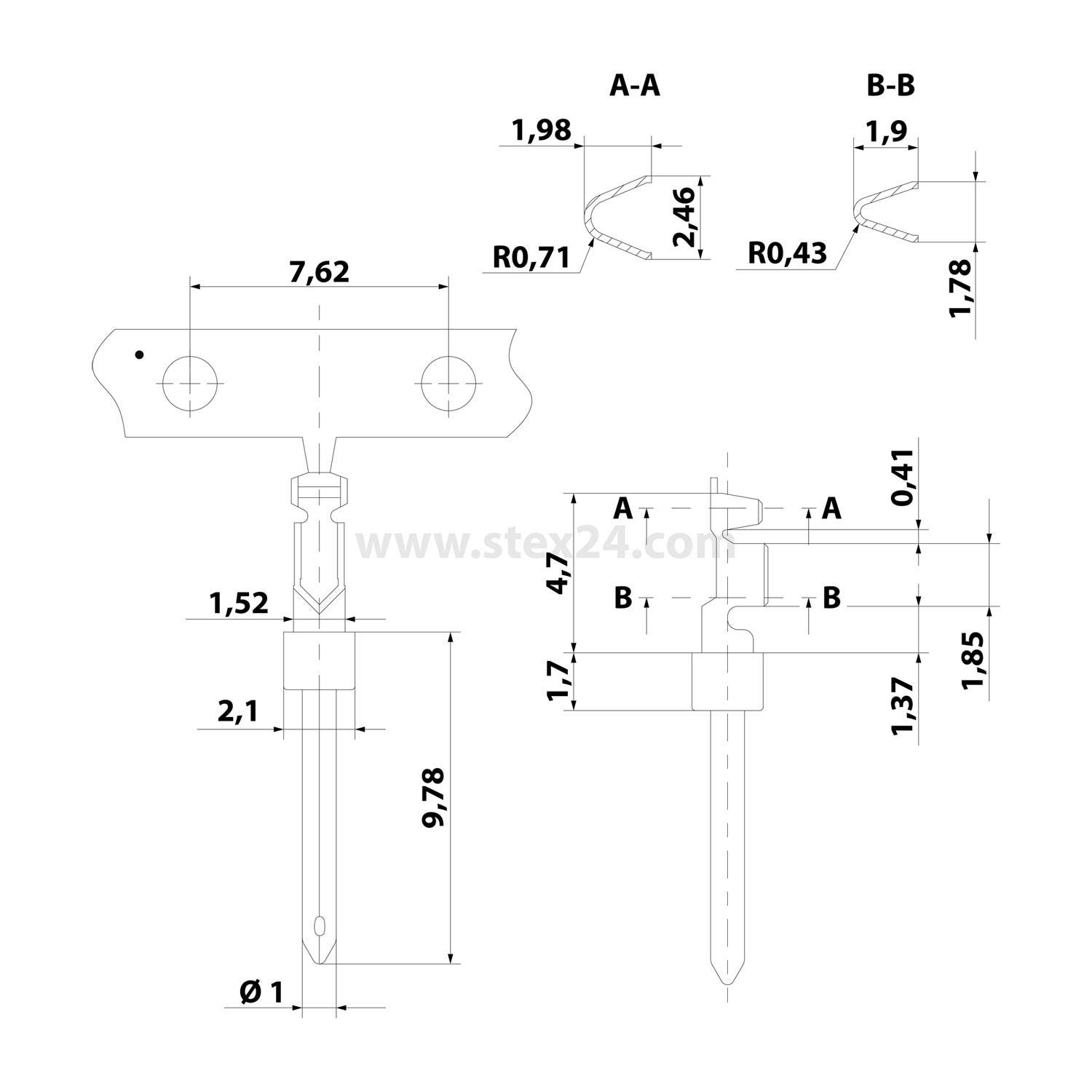 HARTING Crimpkontakt, Stift, Kupferlegierung, Leiterquerschnitt: 0,25 bis 0,52 mm², AWG 24 bis AWG 20 - 1 Stück