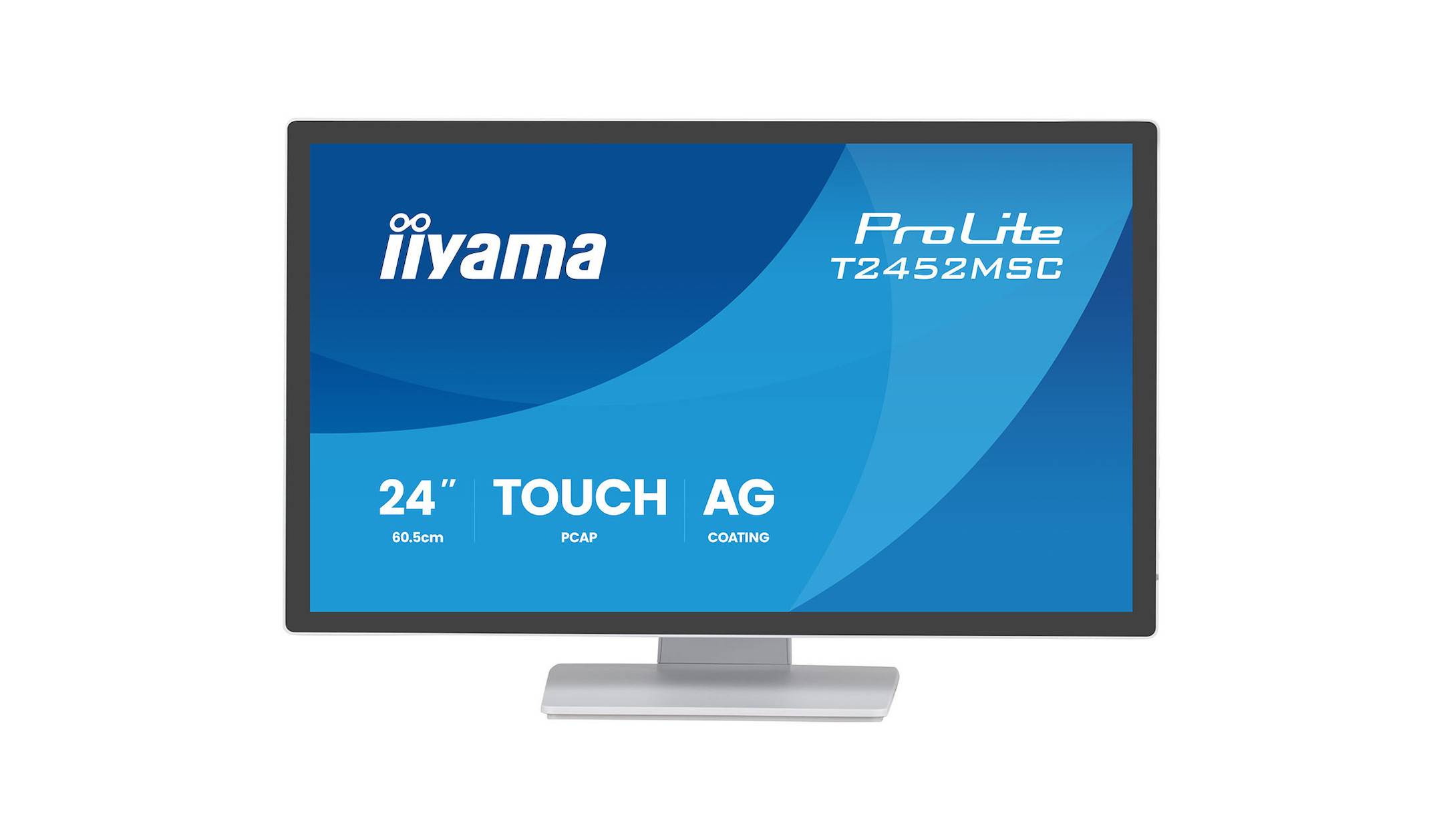 Monitor-Bildschirm mit Branding und Spezifikationen: 'iiyama ProLite T2452MSC', '24