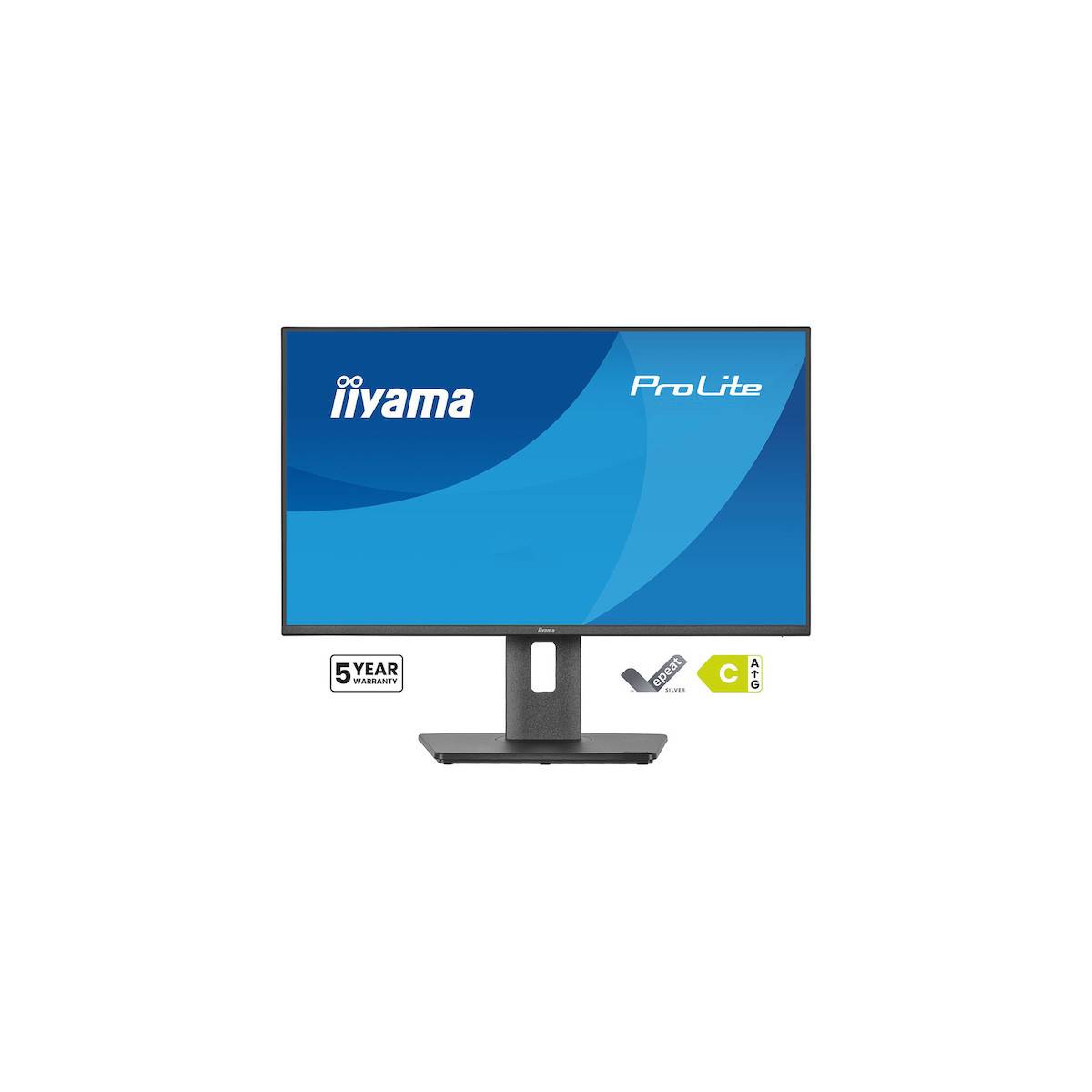 Ein Computermonitor mit blauem Bildschirm, auf dem der Text „iiyama ProLite