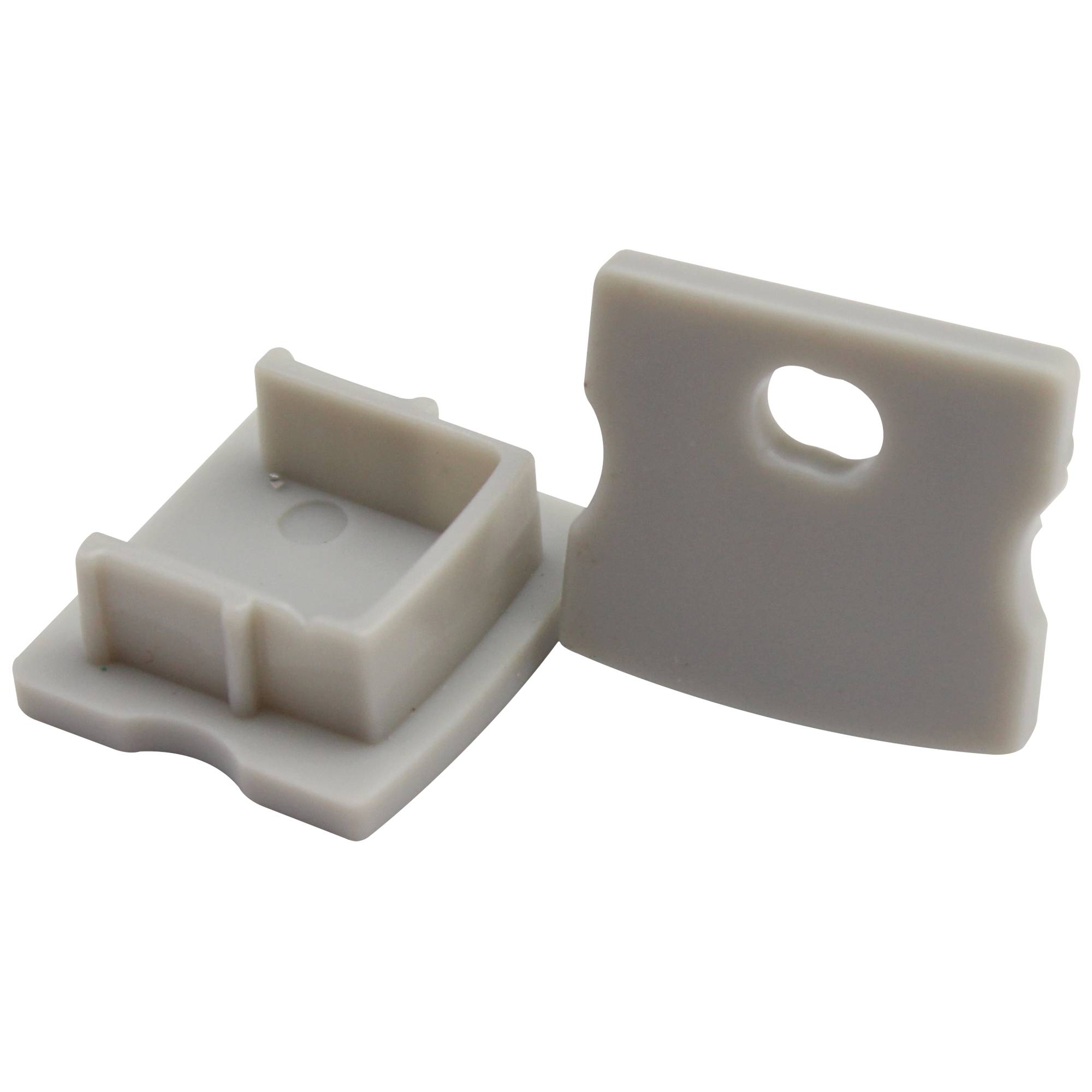 Ein weißer Plastik-Brotsackverschluss, teilweise geöffnet, vor einem schwarzen Hintergrund.