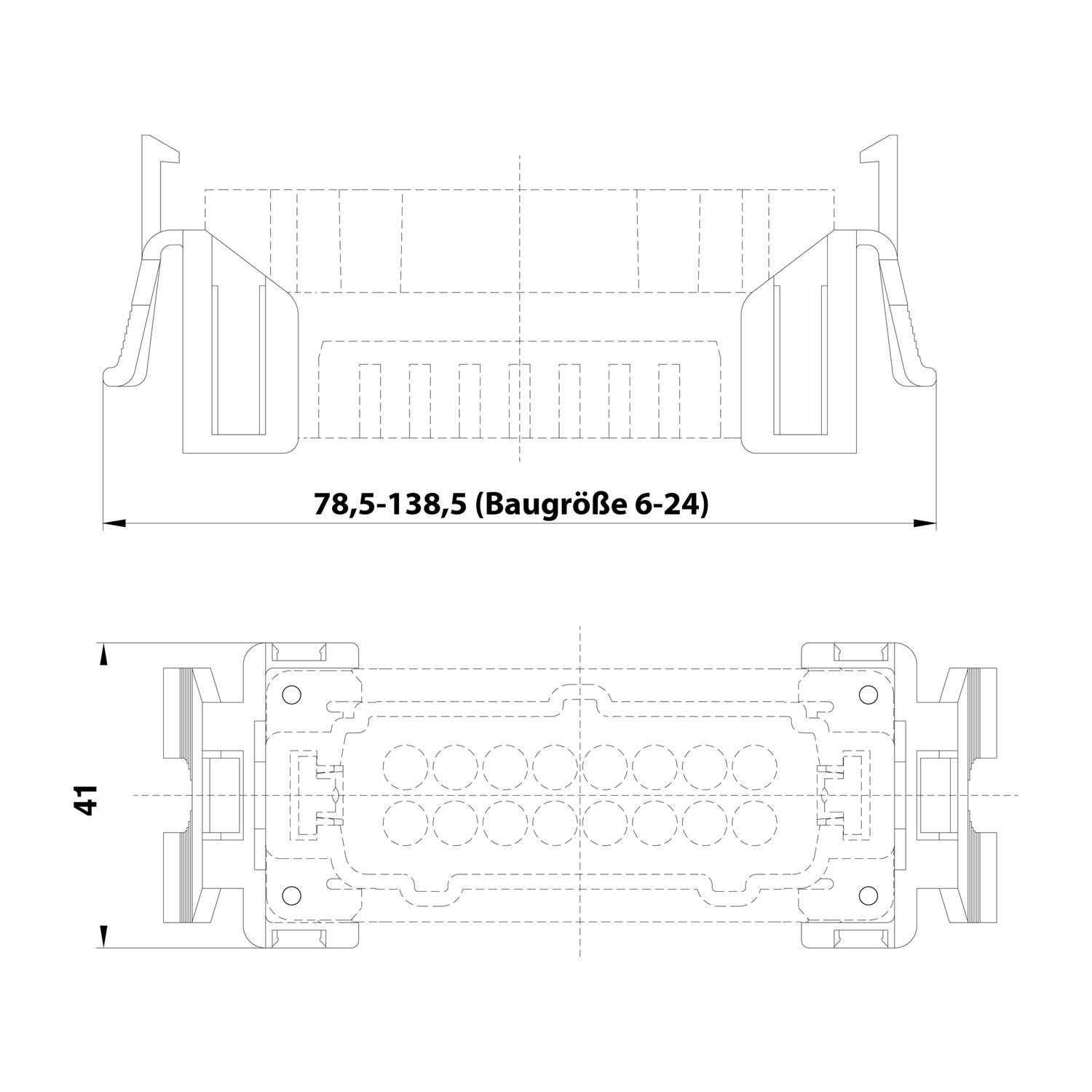 HARTING Snap Kupplung, Oberteil Version 1 ohne Zugentlastung passend für alle Einsätze der Gehäuse-Baugröße B - 1 Stück