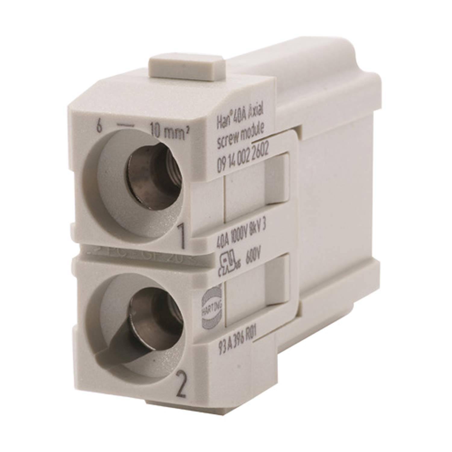 HARTING Han 40 Ampere Modul Stifteinsatz (M) Axialschraubanschluss, 2-polig 1000V, 40A - 1 Stück