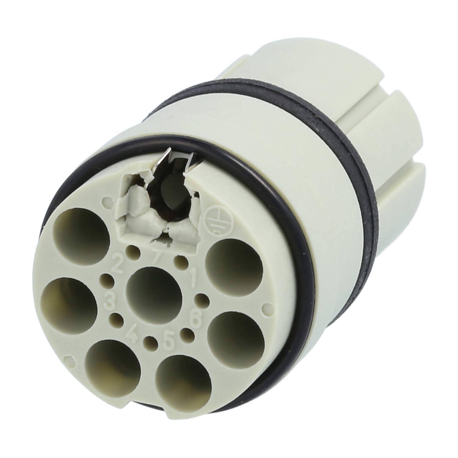 HARTING R15 Crimp-Kontakteinsatz Buchse Crimpanschluss, Polzahl 7+PE 250V, 10A, Farbe kieselgrau RAL 7032 - 1 Stück