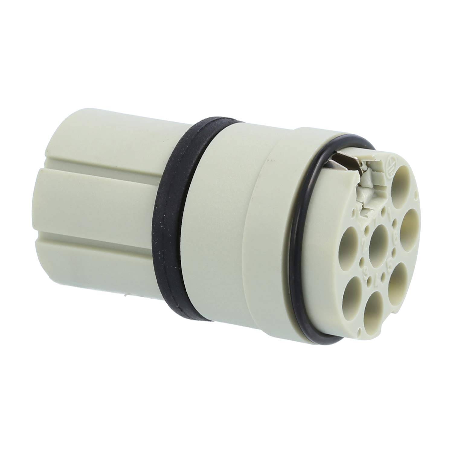 HARTING R15 Crimp-Kontakteinsatz Buchse Crimpanschluss, Polzahl 7+PE 250V, 10A, Farbe kieselgrau RAL 7032 - 1 Stück
