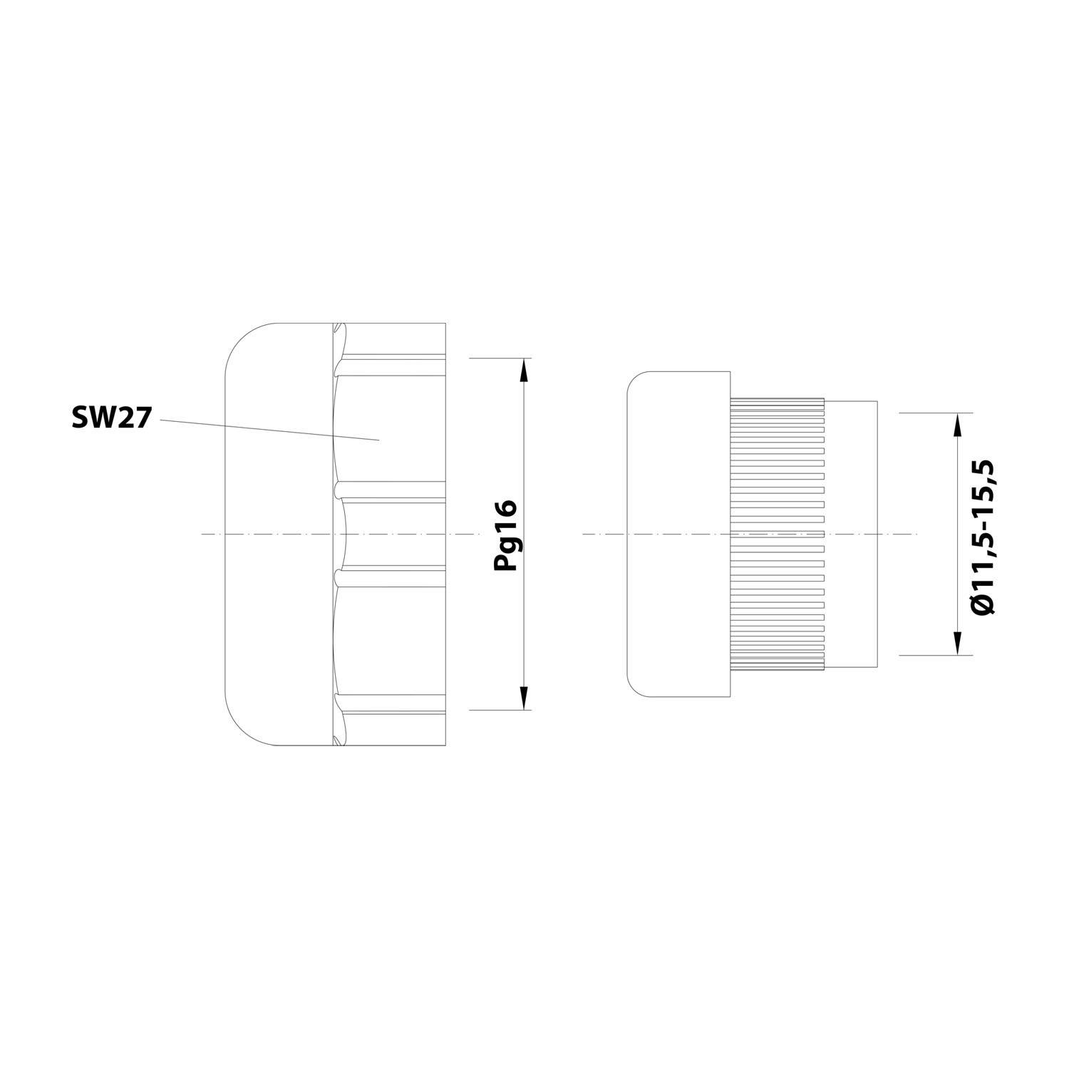HARTING Q-Halbverschraubung PG16x1,41 Kunststoff Farbe tiefschwarz RAL 9005 - 1 Stück