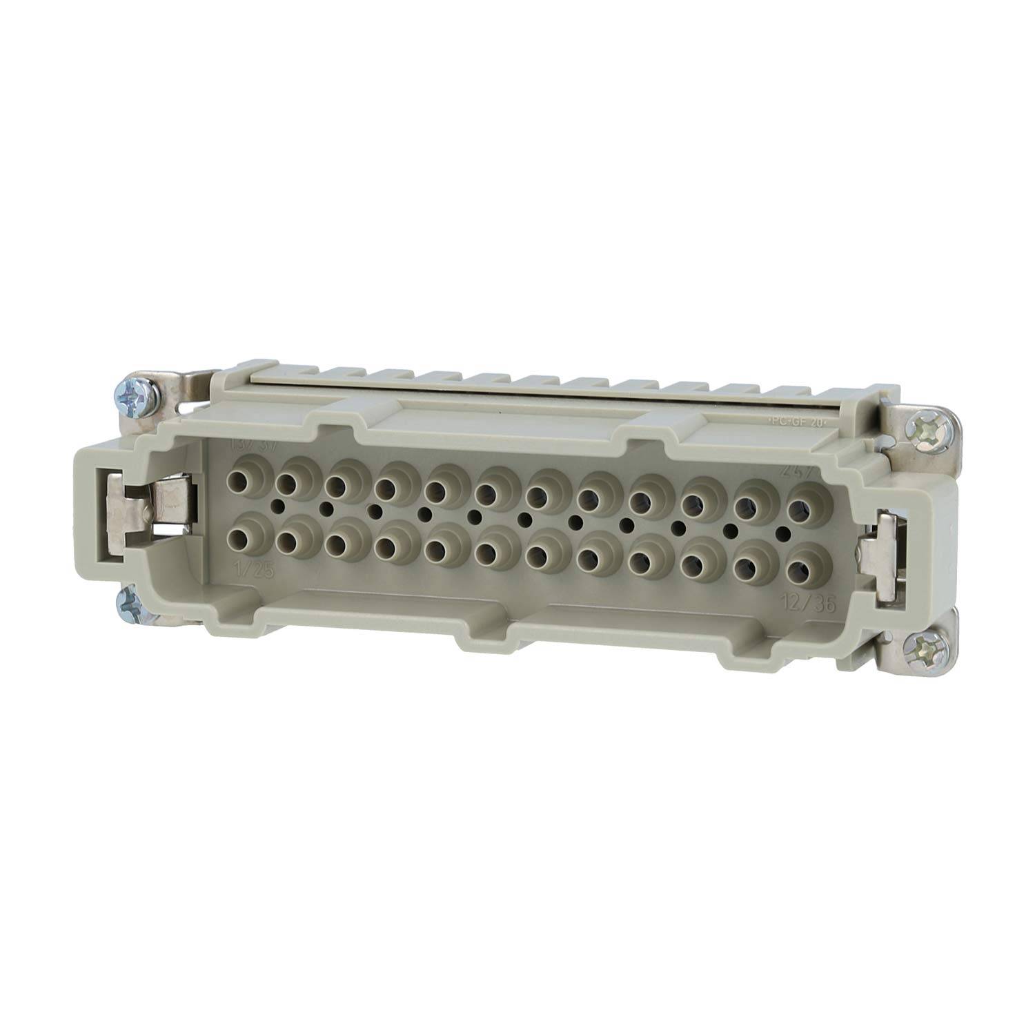 HARTING Han 10HvE mit 2 Schaltkontakte Stifteinsatz (M) Crimpanschluss, 12-polig 10/2+PE 830V - 500V Steuerkontakt, 16A