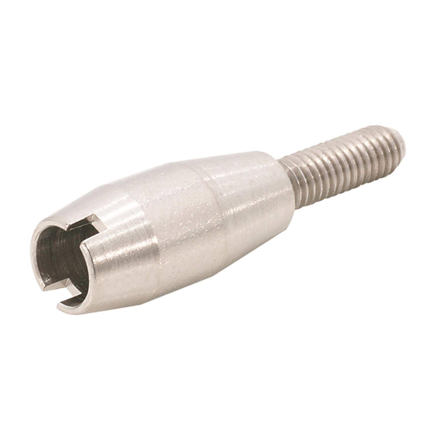 Ein Metallkugelspitzenfeder-Druckstift mit Schlitzkopf und Gewinde, konstruiert für präzise Positionierung in mechanischen Baugruppen.
