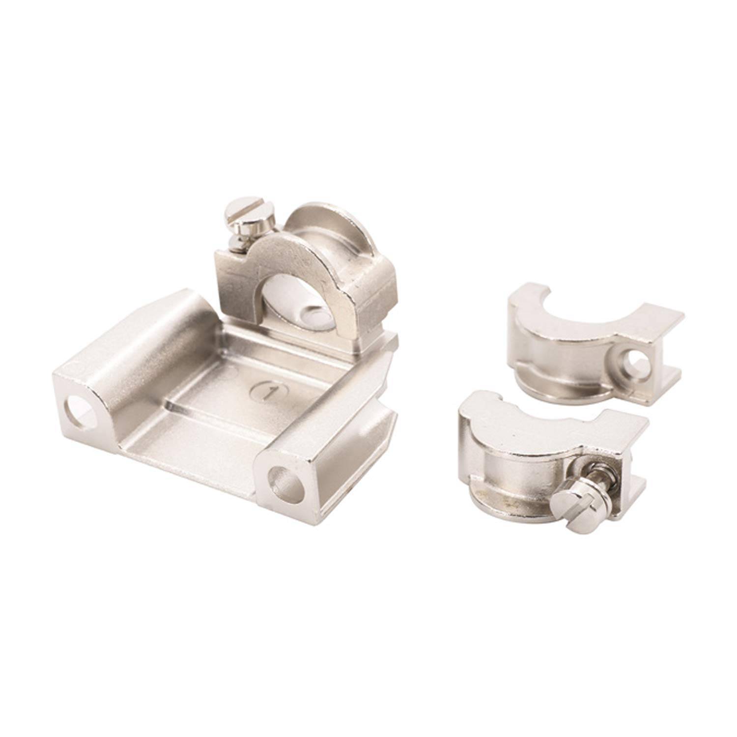 Silbermetall-Verbinder mit zugehörigen Teilen, verwendet zum Sichern oder Befestigen von Komponenten in mechanischen oder elektronischen Baugruppen.