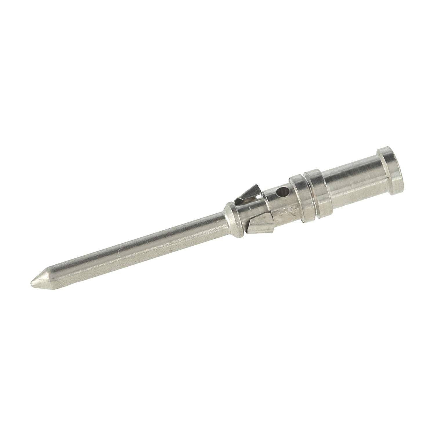 Ein Metallstift oder Stecker mit einer spitzen Spitze und zylindrischem Körper, der für elektrische oder mechanische Anwendungen verwendet wird.