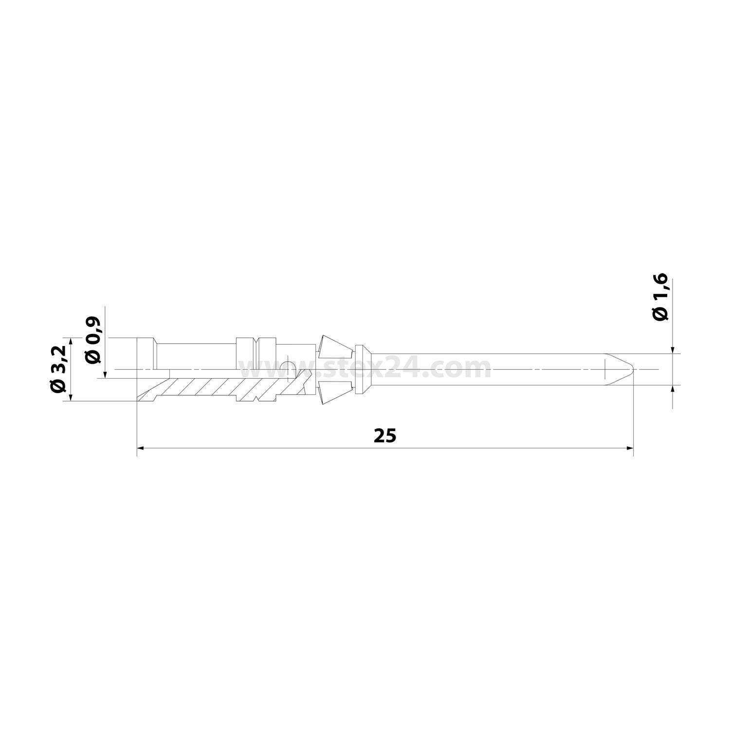 HARTING D-Crimpkontakt Kontaktstift (M) 0,14mm² - 0,37mm² AWG26 - AWG22 silber, 1 Stück Werkstoff Konstantan - 1 Stück