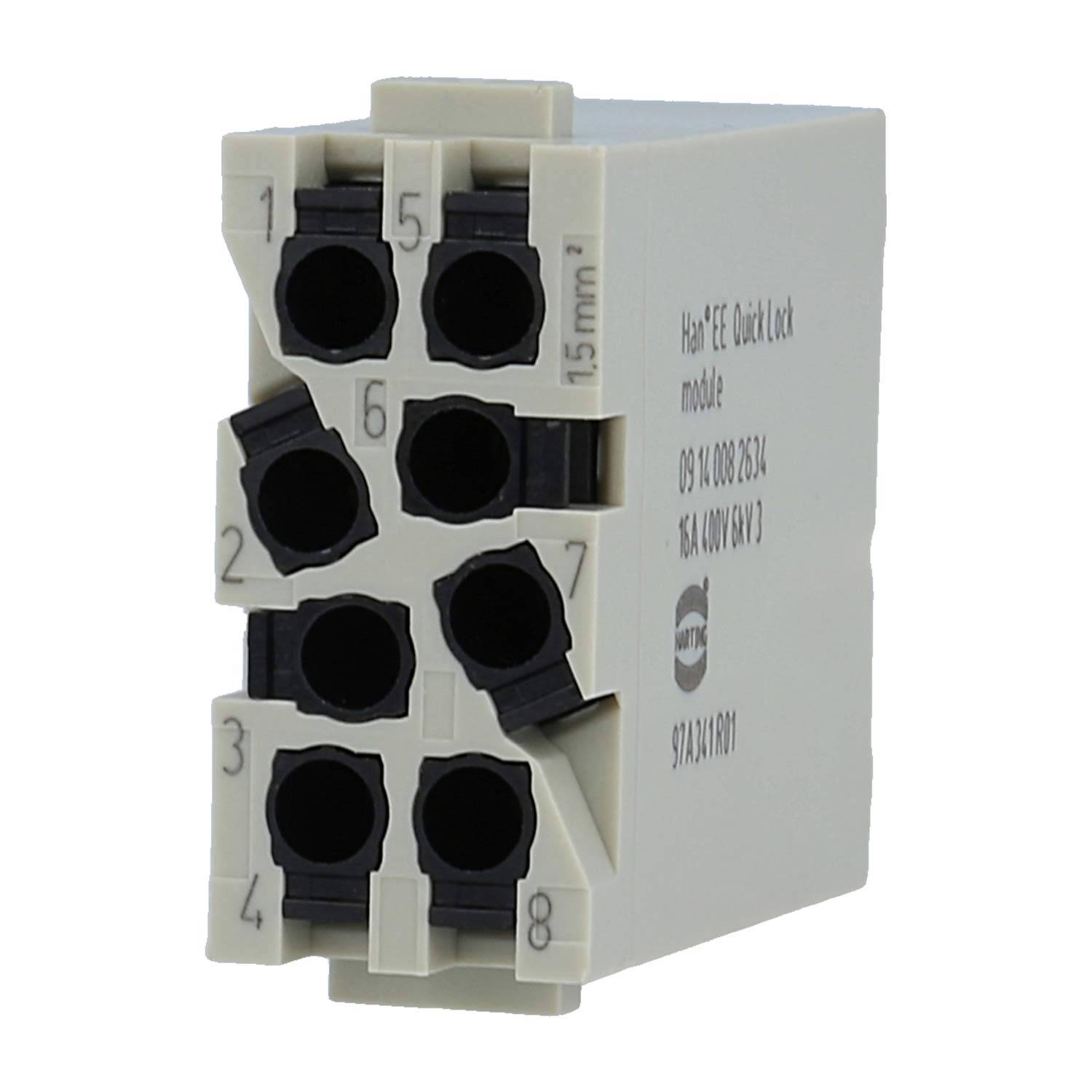 HARTING Han EE Modul Stifteinsatz (M) Quick-Lock-Anschluss, 8-polig 400V, 16A - 1 Stück