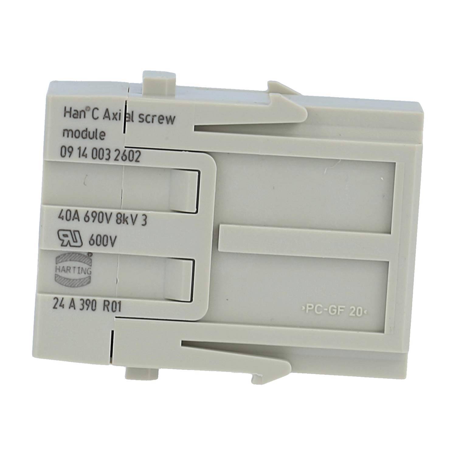 HARTING Han C Axial Modul Stifteinsatz (M) Axialschraubanschluss, 3-polig 690V, 40A - 1 Stück