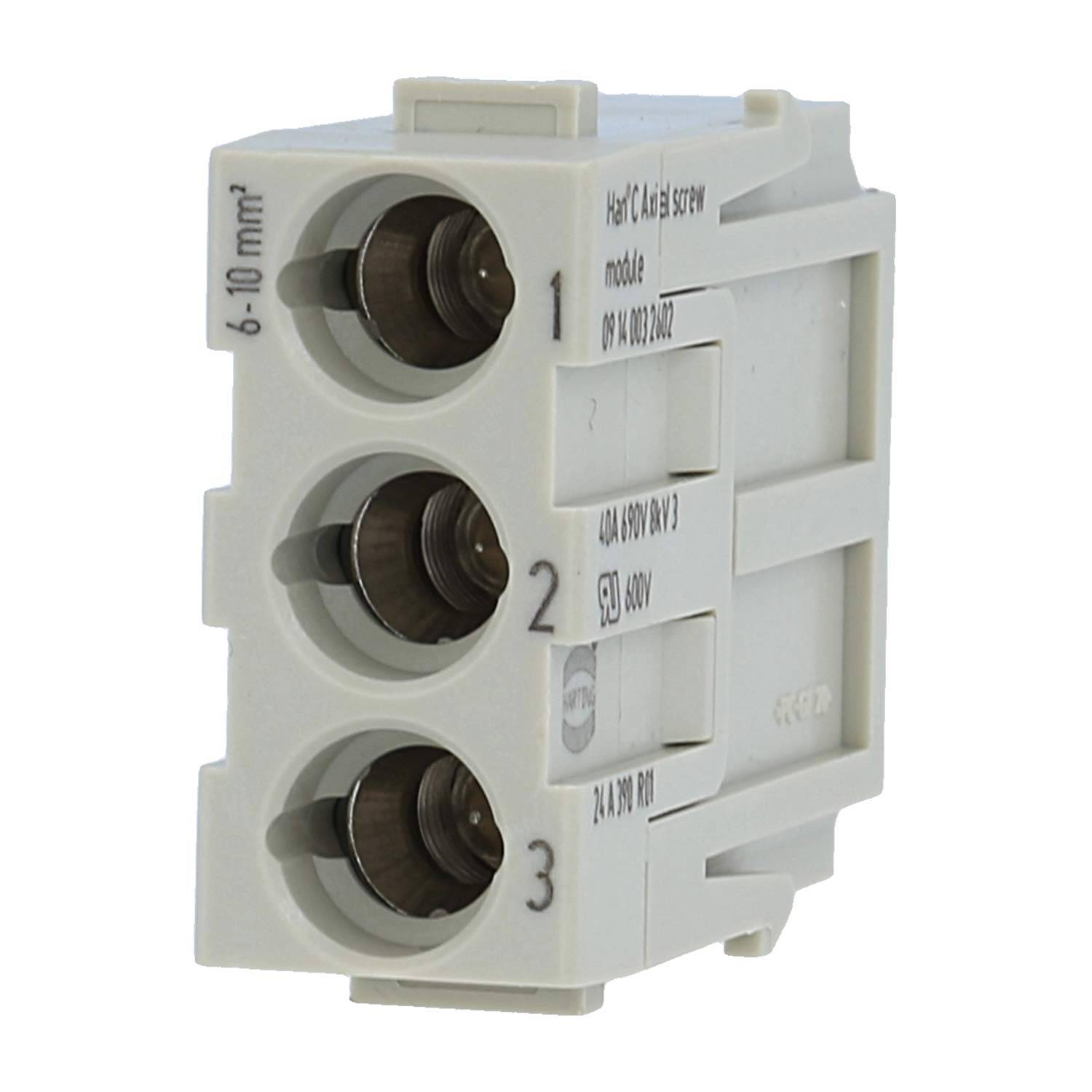 HARTING Han C Axial Modul Stifteinsatz (M) Axialschraubanschluss, 3-polig 690V, 40A - 1 Stück